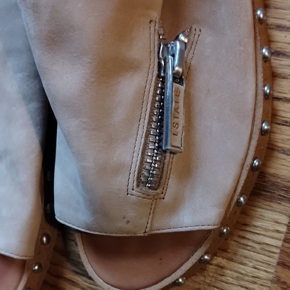 1. State Tan Mules with Zipper Detail - Picture 2 of 15
